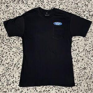 Active Ride Shop Tee Shirt Black Blue Logo Short Sleeve Single Pocket Mens Small